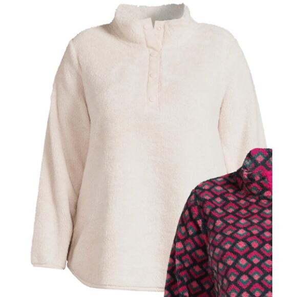 Terra & Sky Women’s Plus Size Quarter Snap Faux Sherpa Pullover, SIZE 2XL, 20-22 - Picture 1 of 4
